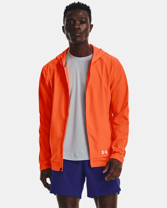 Men's UA Run Anywhere Storm Jacket, Orange, pdpMainDesktop image number 0